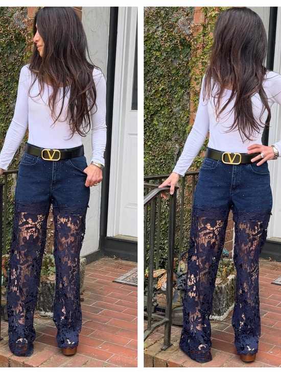 ShopEvelynne Denim - Boho Lace Overlay Jeans - Designer Style